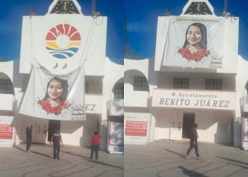 Lona de Francisca Mariner estará 4 años y medio en fachada de Palacio Municipal