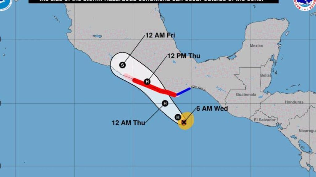 Huracán Erick ya es categoría 1 y amenaza costas de Oaxaca y Guerrero