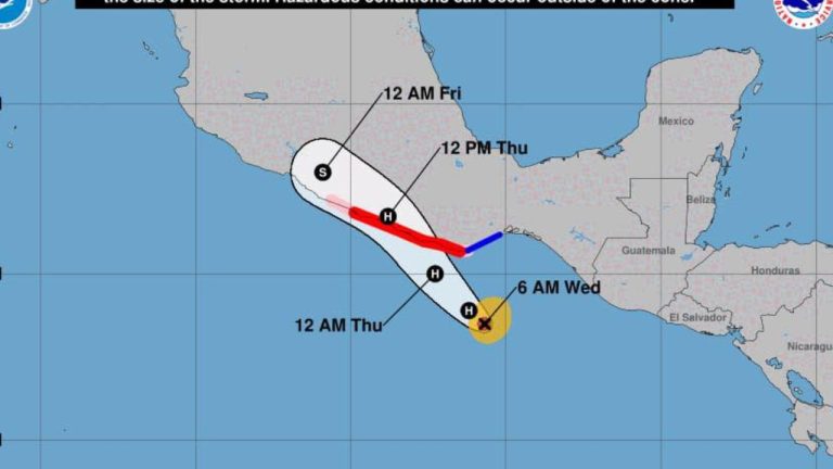 Huracán Erick ya es categoría 1 y amenaza costas de Oaxaca y Guerrero