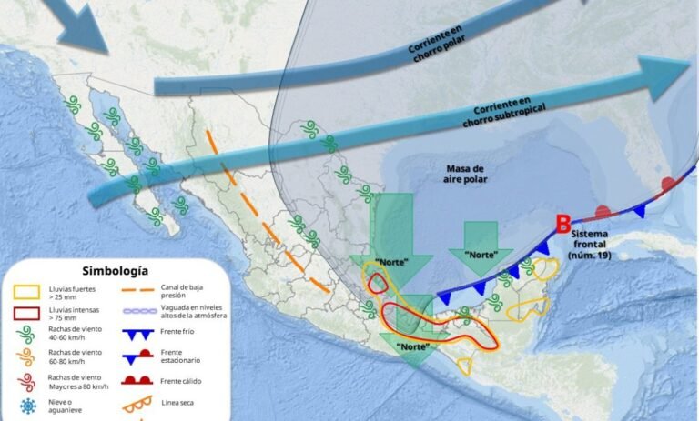 Frente frío 19 amenaza a 18 entidades este martes con temperaturas de hasta -10 grados