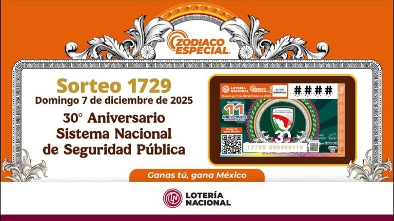 Sorteo Zodiaco Especial 1729, resultados Lotería Nacional, Virgo 2664, reintegros sorteo zodiaco, 7 de diciembre 2025