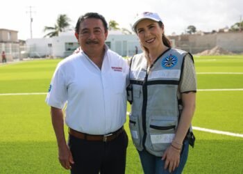 Avanza construcción de primera cancha de fútbol 7 en Ciudad Mujeres