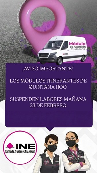 POR INSEGURIDAD: Suspende INE operación de módulos itinerantes en la zona norte de QR 1 WhatsApp Image 2026 02 23 at 12.01.24 PM