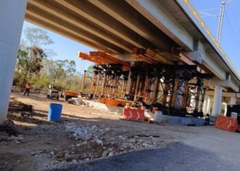 Exhiben presunto hundimiento en viaducto elevado del Tren Maya en el Tramo 5