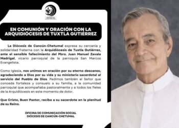 Lamenta Diócesis Cancún-Chetumal muerte de párroco reportado desaparecido en Chiapas