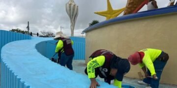 CINCO SEMANAS DESPUÉS: Rehabilitan glorieta ‘El Ceviche’ tras ser vandalizada durante el 8M
