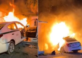 Ataque contra taxista desata persecución, choque e incendio en Cancún