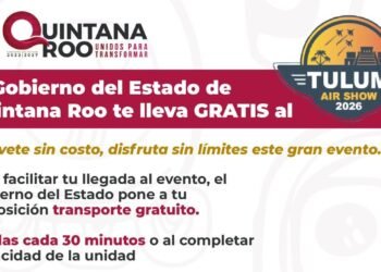 Implementan transporte gratuito al Air Show Tulum 2026