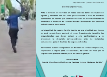 Anuncia sindicato denuncia por agresión con machete a taxista en Playa del Carmen