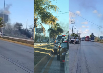CABLEADO ELÉCTRICO: Provoca incendio camión al arrastrar líneas de alta tensión en Colosio