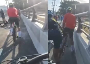 CHOQUE ENTRE CICLISTAS: Otro incidente en Puente Nichupté deja una mujer lesionada (VIDEO)