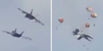 Pilotos militares se eyectan tras choque aéreo en show de Idaho