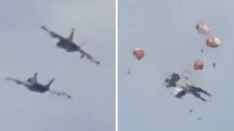 Pilotos militares se eyectan tras choque aéreo en show de Idaho