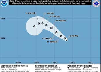 TEMPORADA DE HURACANES: Se forma la depresión tropical Uno-E en el Pacífico 5 TEMPORADA DE HURACANES: Se forma la depresión tropical Uno-E en el Pacífico