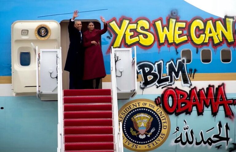 Donald Trump difunde imagen apócrifa de los Obama con Air Force One vandalizado
