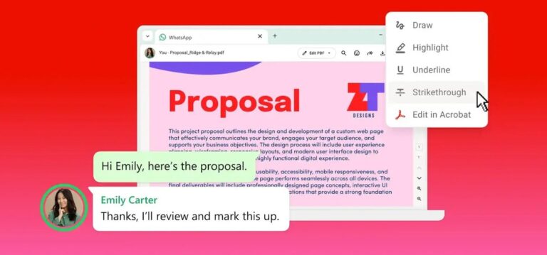 WhatsApp integra herramientas de Adobe para editar archivos PDF sin salir