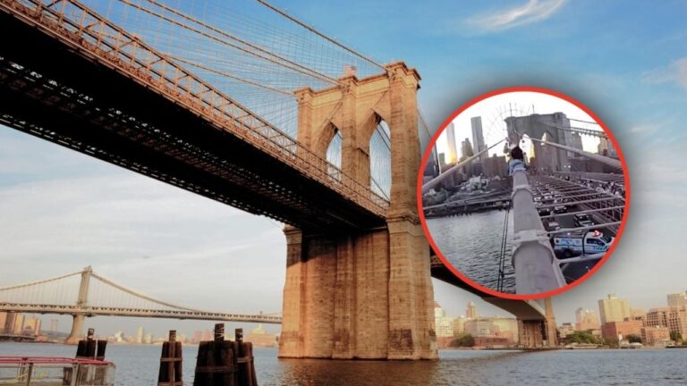Agentes del NYPD rescatan a mujer en el puente de Brooklyn