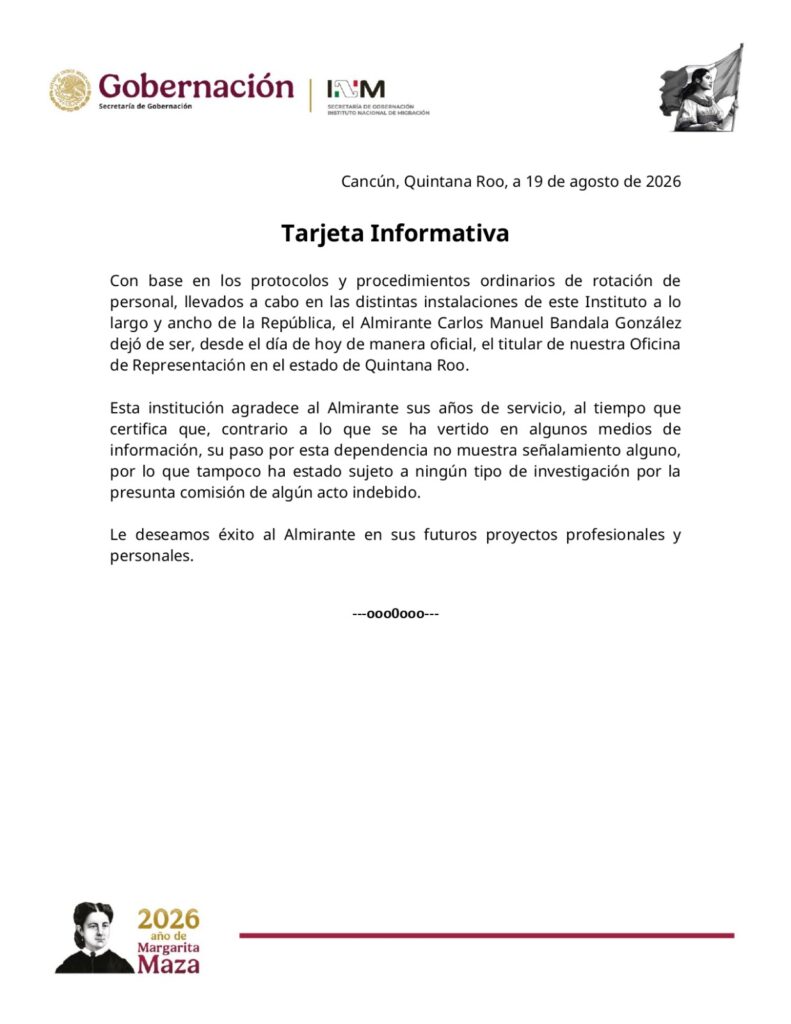 INM niega investigación contra Carlos Bandala y atribuye su salida a rotación 1 WhatsApp Image 2026 08 20 at 10.47.39 AM