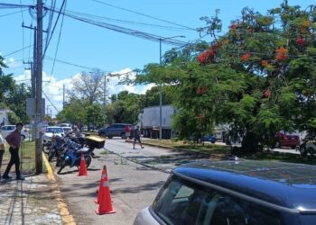 CHETUMAL: Camión arrastra cableado y deja sin luz a decenas de familias