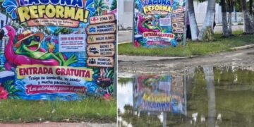 IRÓNICA PROTESTA: Bautizan como “Laguna Reforma” añejo bache en Chetumal