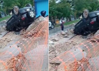 CHETUMAL: Vuelca camioneta por escombros de obras inconclusas